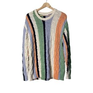 Zara Multicolor Striped Crew Neck Sweater